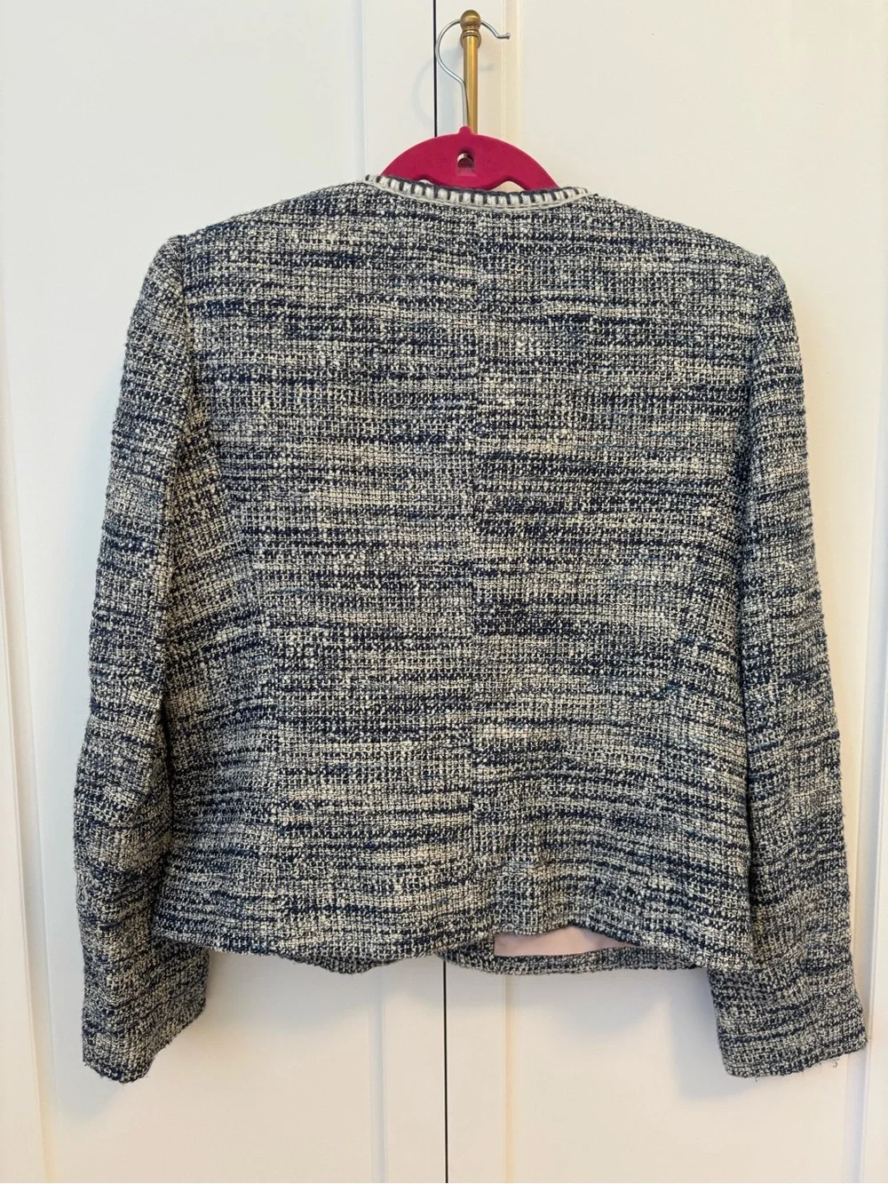 Rebecca Taylor Structured Navy and White Collarless Jacket